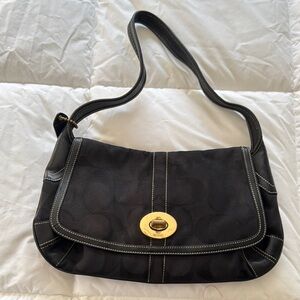 Coach Black and Gold Classic Shoulder Bag with Elegant Design